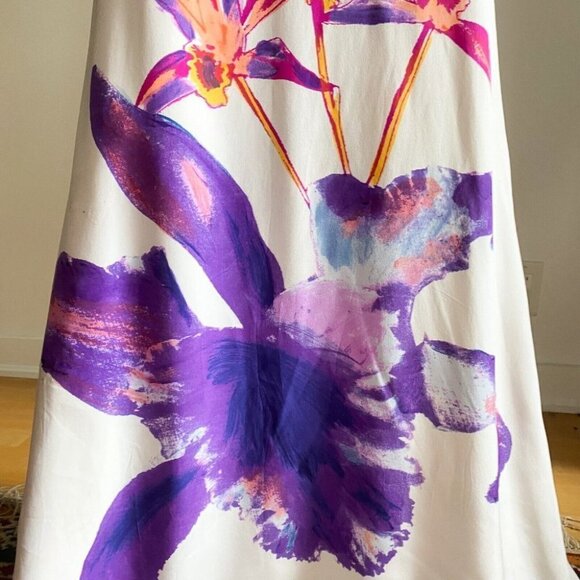 Issa London Ivory Silk Screen Printed Floral Keyhole Back Slim Fit Gown 2 - Picture 3 of 14